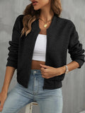Textured Jacket Zip Up Long Sleeve Short Outwear Black 6a76a3e5-734d-4934-b3cb-60a34869c5de-Max_ad7d6c03-e65e-49ad-9eea-45b65ef10267 Trendsi