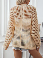 Cardigan Openwork Open Front Long Sleeve Knitwear 6a82a1bd-083b-4dc9-b958-eccece6b687c-Max Trendsi