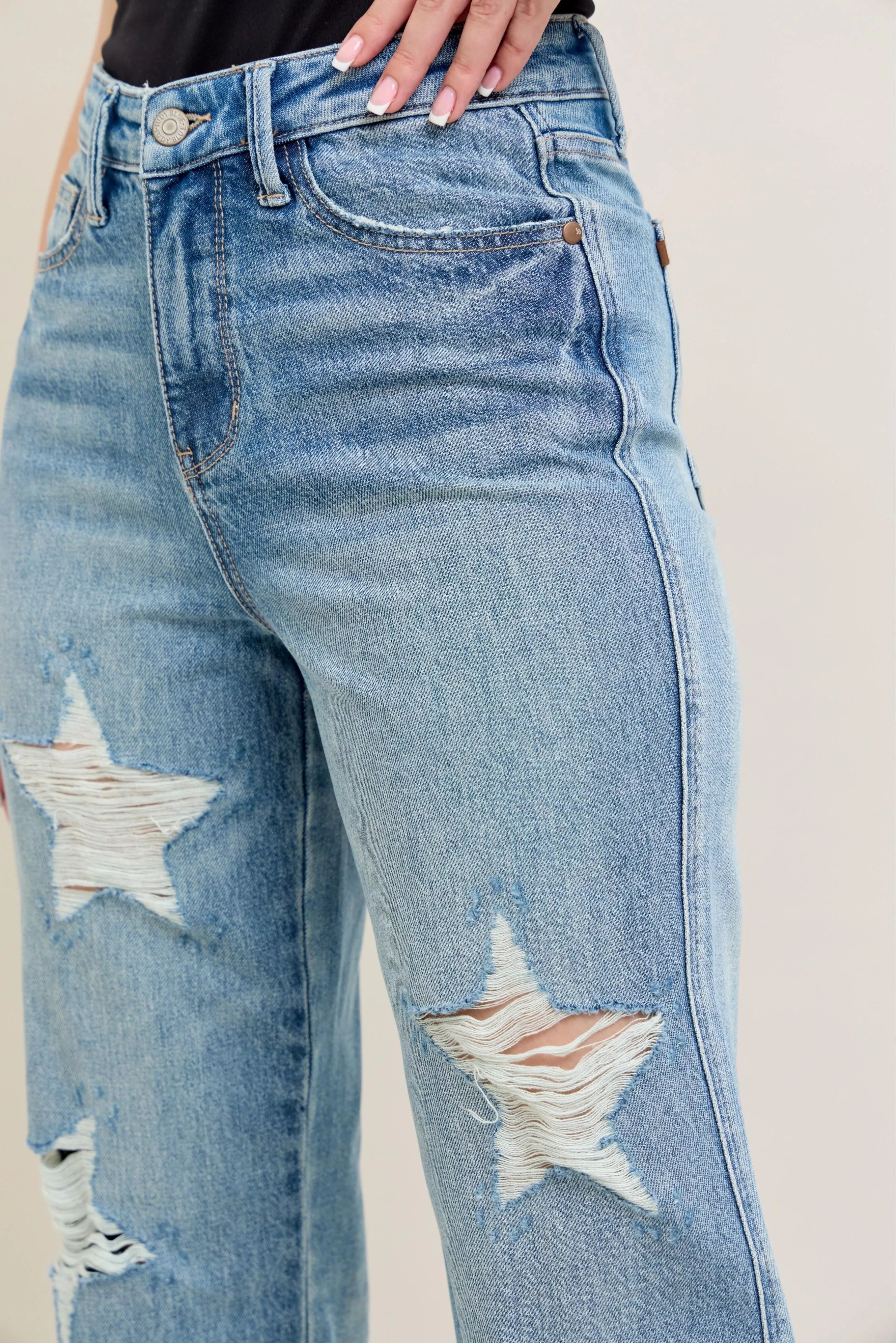 Judy Blue Rigid Magic Star Destroy 90's Straight High Waist Women's Denims 6aa9cb5f2b2a4f99b6fe62f2bd6924d1-Max-Origin Trendsi