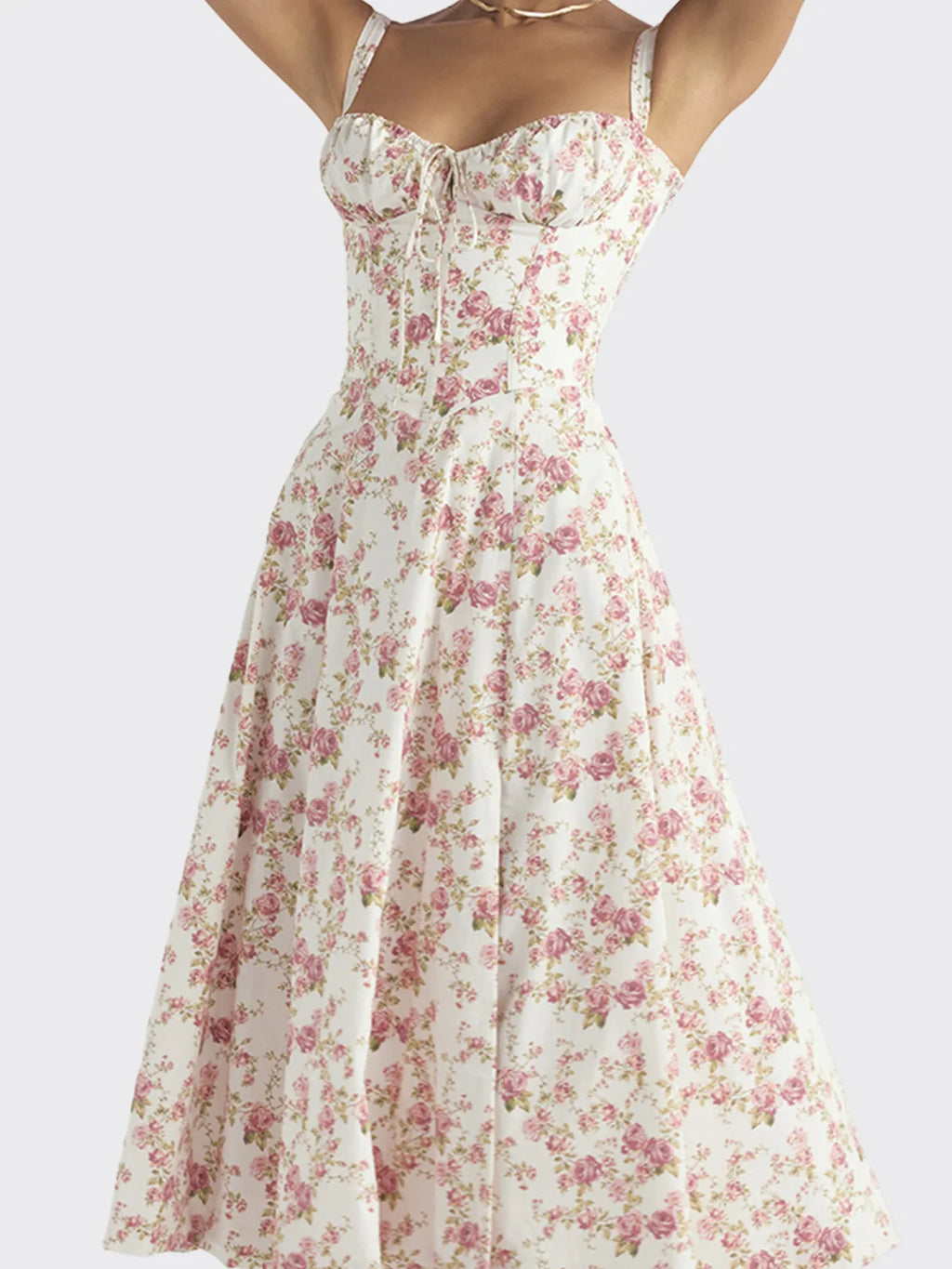 Midi Cami Dress Side Slit Sweetheart Tied Neck Floral with Straps S-3XL Dusty Pink 6b01353a9c5c48ccb6d2f32eacd49061-Max-Origin Trendsi