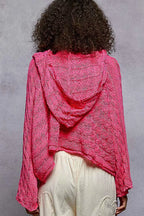 POL womens Knit Top Hot Pink Crochet Cropped Hooded with Full Sleeves 6b069a39-65e8-4870-8294-3d4c1429c121-Max-Origin Trendsi