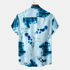 Men's Shirt Pastel Blue Printed Button Up Short Sleeve Top 6b18d9dbadf64be187959fe488fef6c4-Max-Origin Trendsi