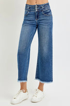 RISEN Women's Crop Jeans High Rise Wide Leg with Wide Band Detail 6b22d62c7826488eb13525c67e0b4378-Max-Origin Trendsi