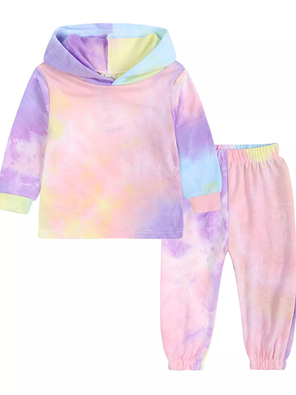 Girl's Outfit Set Tie-Dye Hoodie and Pants Set for Children Light Yellow 6b67e1ece64e42b5ae2cfec3d81232f3-Max-Origin Trendsi