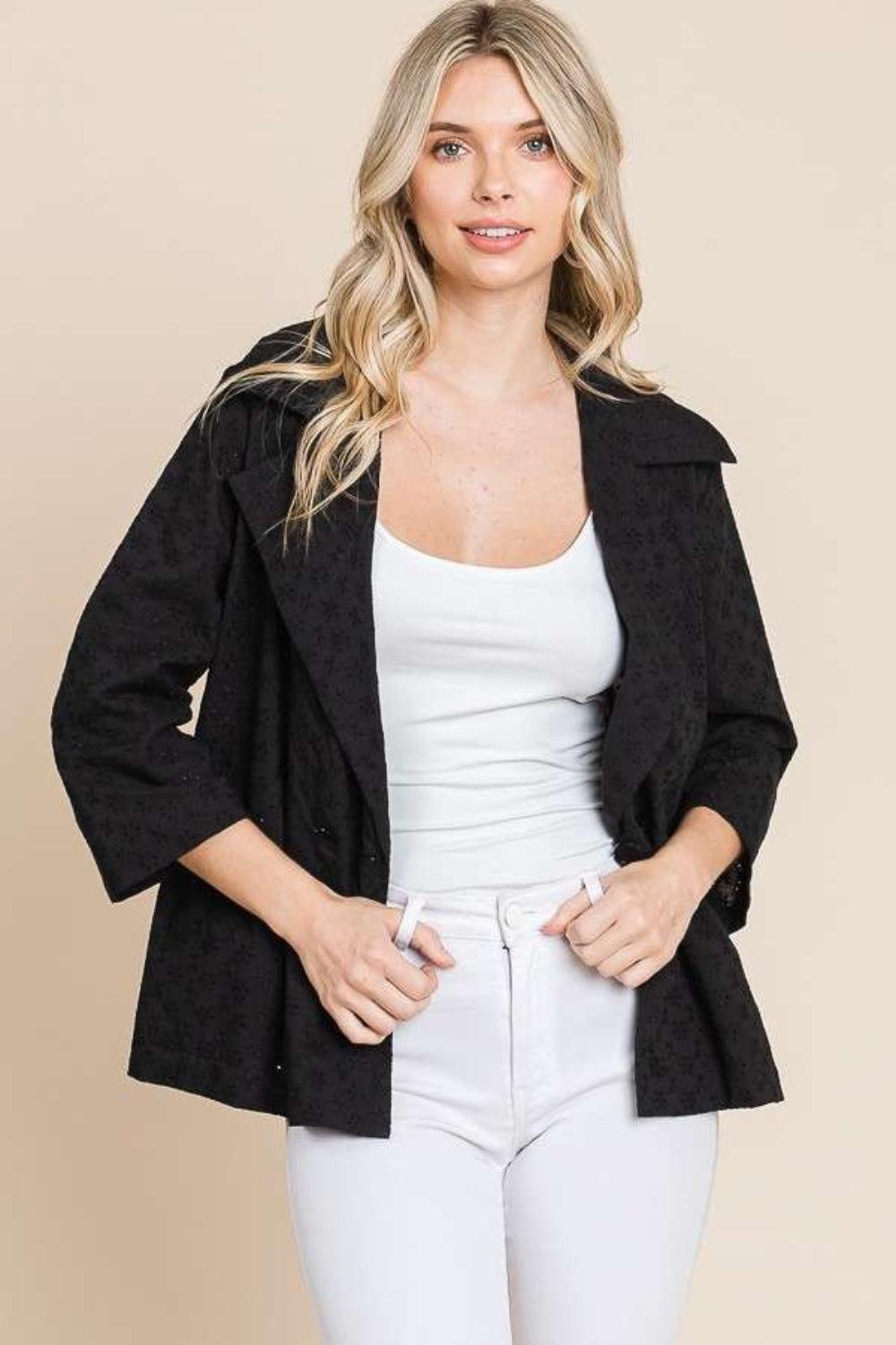 Jacket Culture Code Double Breasted Eyelet with Pockets Black