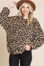 Culture Code Women Top Leopard Faux Fur Round Neck US Stock Blouse 6b809524-0a70-483c-9d9d-4e6f18f9dc5a-Max Trendsi