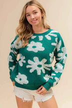 BiBi Flower Pattern Long Sleeves Sweater Top