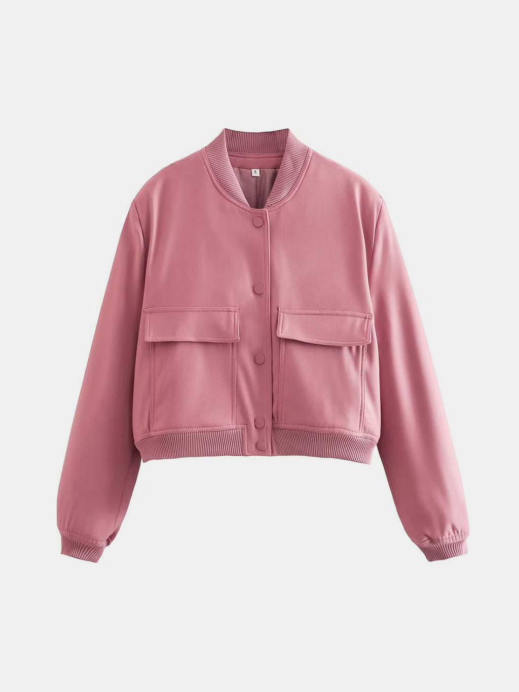 Leopard Cropped Women Jacket Baseball Collar Pocketed Snap Long Sleeve 6bb4d86d-97ab-40ee-bd88-e07692032c0b-Max Trendsi