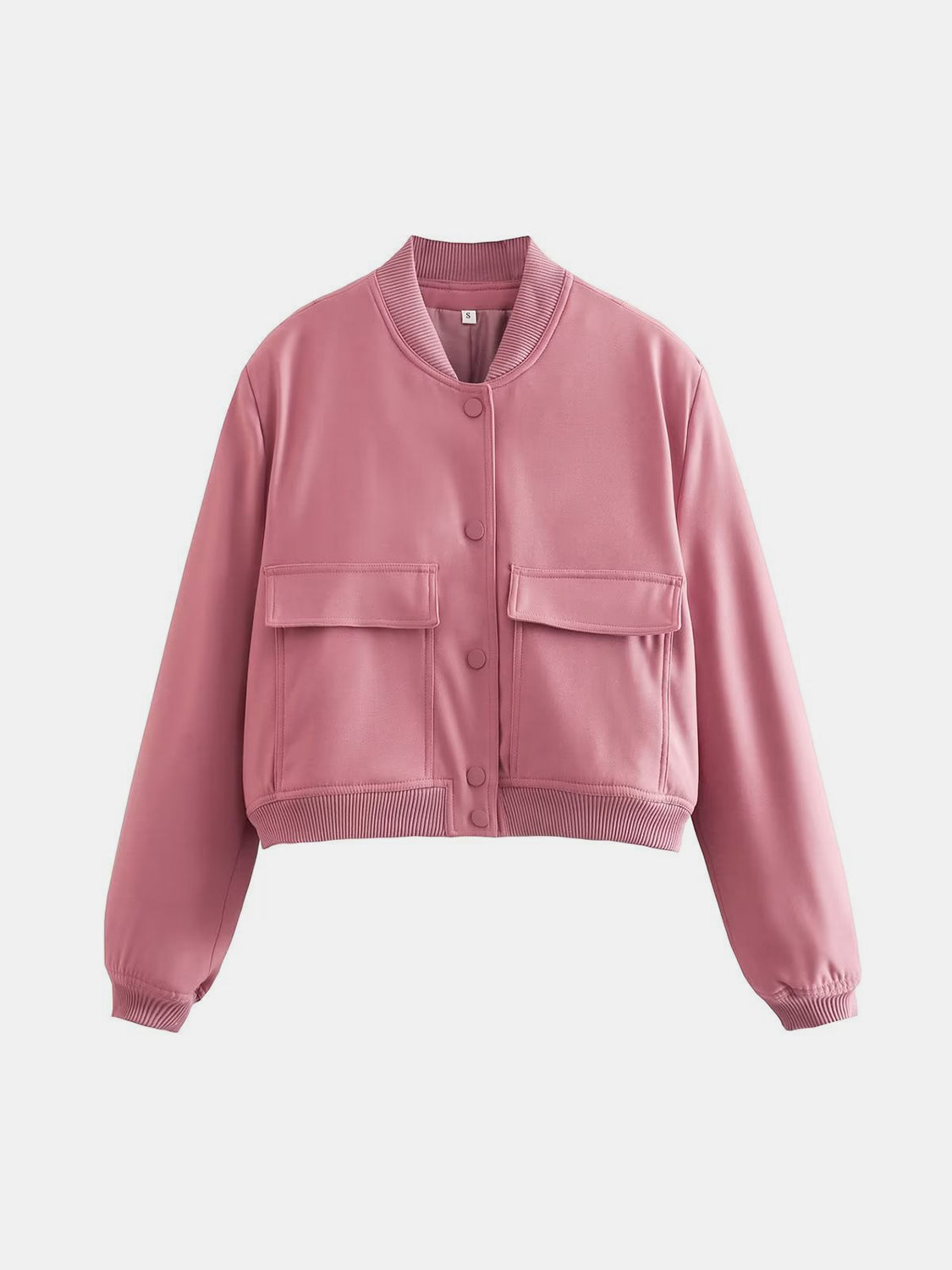 Leopard Cropped Women Jacket Baseball Collar Pocketed Snap Long Sleeve 6bb4d86d-97ab-40ee-bd88-e07692032c0b-Max Trendsi