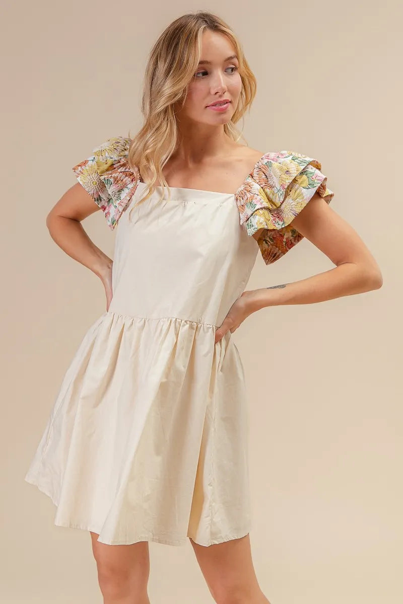 BiBi Mini Dress Flower Embroidered Floral Print Flared Short Sleeve 6bd659bad56345f78812397a3e1fcfac-Max-Origin Trendsi