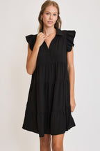 Umgee Mini Dress Black Ruffle Cap Sleeve Johnny Collar Tiered Black 6bf75b73-be43-42db-ba15-09a970e01a9e-Max Trendsi
