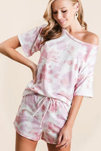 BiBi Shorts Tie Dye Print Pink Multi Terry With Side Pockets 6c1a0882bd2147228ed1448102d5ffa7-Max-Origin Trendsi