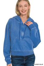 Zenana Fleece Hoodie Classic Blue Pigment Dye Half Zip Kangaroo Pocket Top 6c216b9b729341408287f29c66c6dfb4-Max-Origin Trendsi