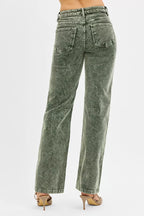 RISEN Womens Corduroy Pants Green Forest Tummy Control Mid Rise Straight Leg 6c2cab4d-f05d-4731-bc44-d44d5fc9cc97-Max-Origin Trendsi