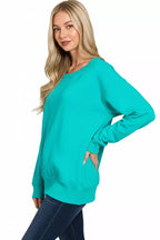 Zenana Womens Fleece Sweatshirt Turquoise Boat Neck Pullover 6c304c4e-f73a-47d6-8662-786cce30658c-Max-Origin Trendsi