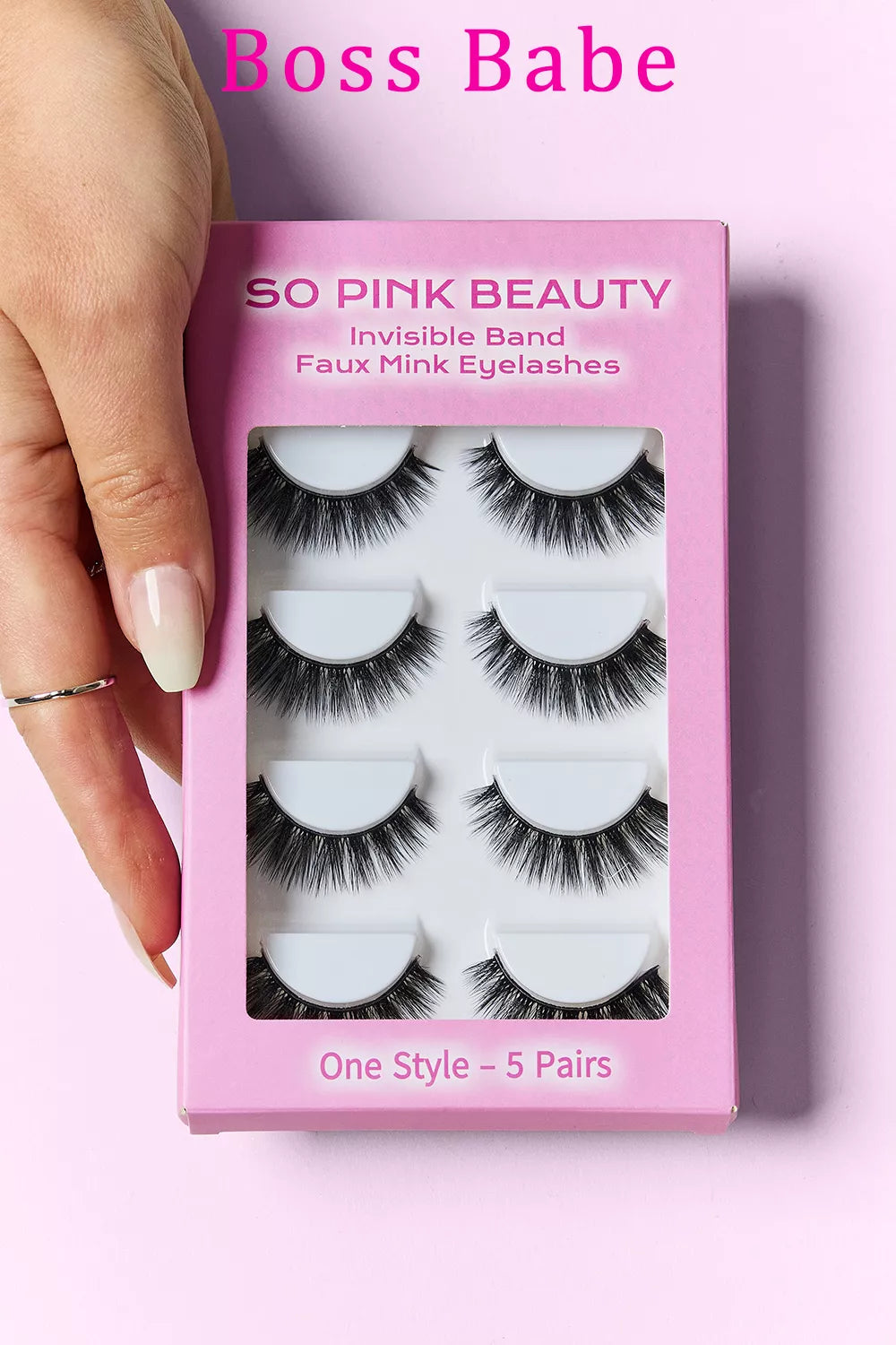 SO PINK BEAUTY Faux Mink Synthetic Eyelashes 5 Pairs Black Mix Effect Boss Babe One Size 6c330448-0534-4e56-8412-db13750dda7d-Max Trendsi