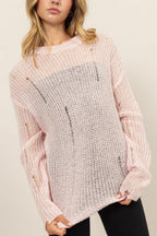 Knit Sweater Top US HYFVE Distressed Long Sleeve Knitwear 6c7d7009-300b-4646-b6ca-b10df0c890b4-Max Trendsi