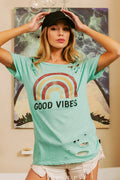 BiBi Cotton T-shirt Slub Laser with American Cowboy Graphic Top MINT 6c81269833d84a2f8a96accecee0a386-Max-Origin Trendsi