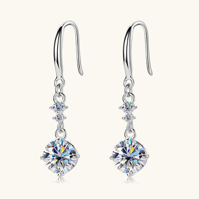 Silver Earrings 2 Carat Moissanite Stone 925 Sterling Round Drop Jewelry Silver One Size 6c888739-9f6e-4fae-a571-cf17c91c5ece-Min Trendsi