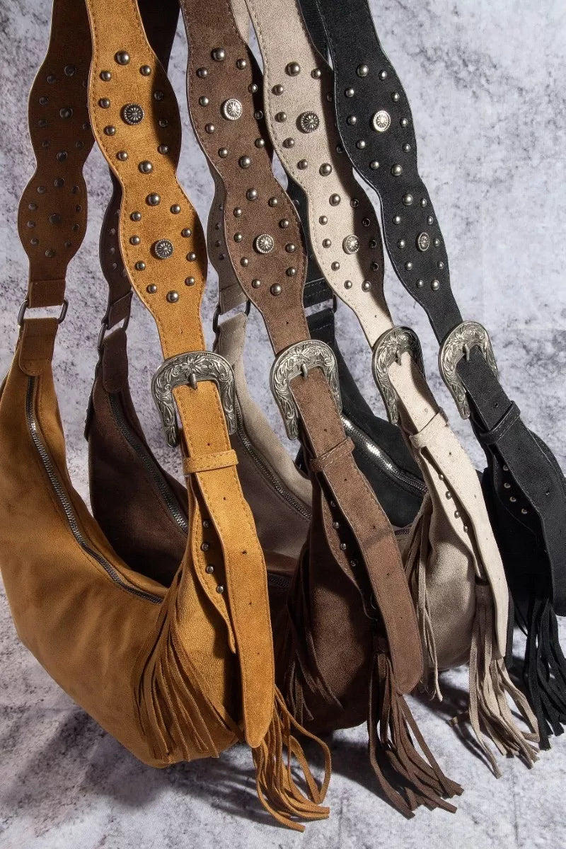 Fame Accessories Womens Hobo Bag Suede Half Moon Fringe Buckle Strap 6cbbf351d8e142cc8e3043a08e6118de-Max-Origin Trendsi