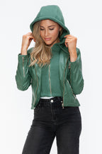 Snobbish Faux Leather Women Jacket Zip Hooded Pocketed Green Basic 6cc2e529-6619-41e8-9080-344181a3f77e-Max_92292206-1ba5-44ae-82bf-544beeaa9608 Trendsi