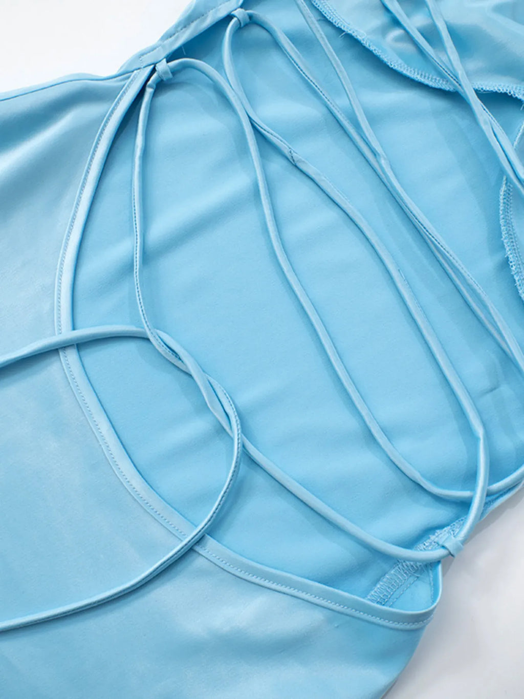 Cami Mini Dress Light Blue Satin Ruched Lace Up Backless Crisscross Tied 6cc8814878904d14acd9dfdc1396e093-Max-Origin Trendsi