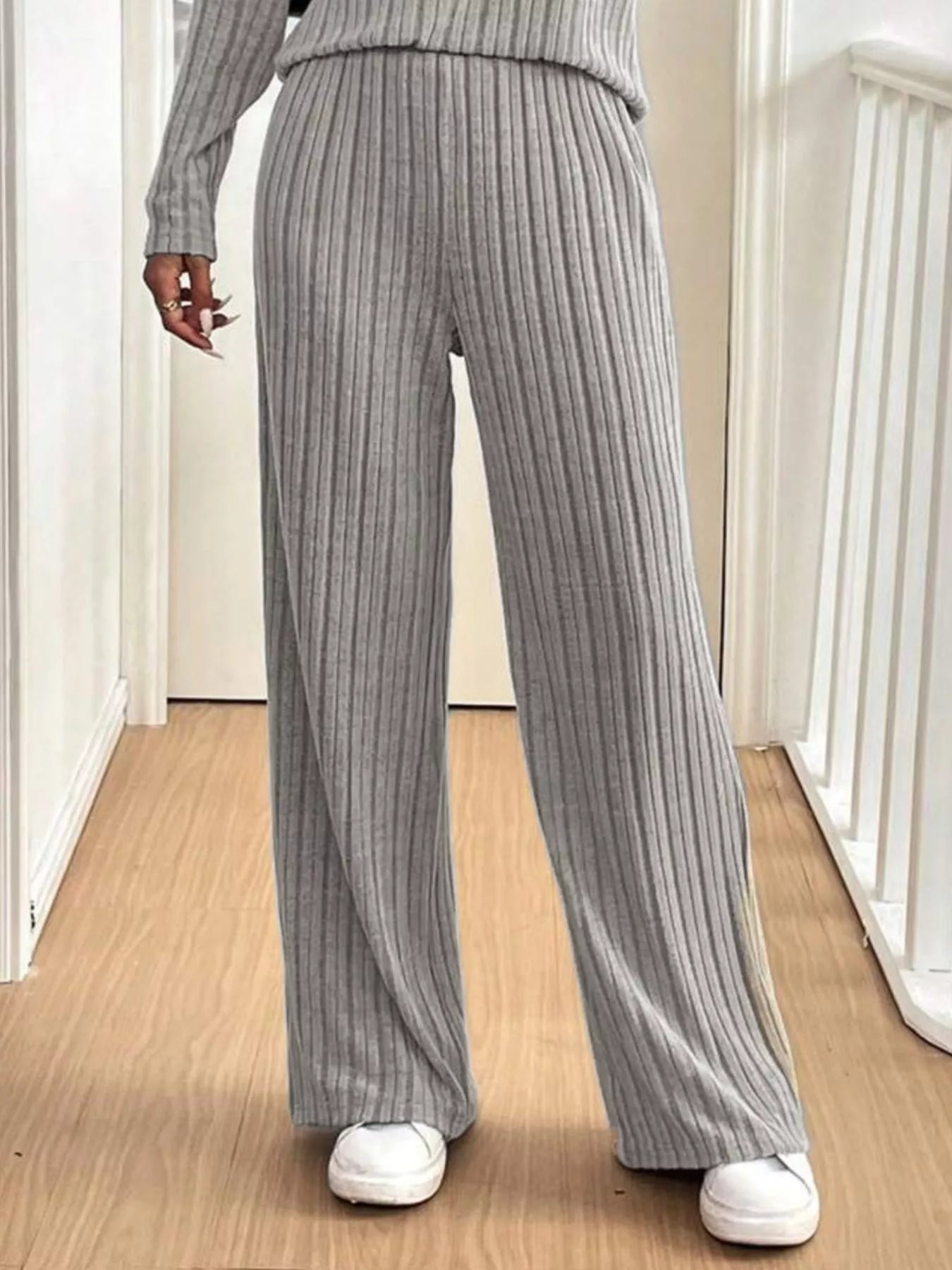 Women's Outfit Set Ribbed Button Detail Long Sleeve Top and Pants Set 2 Pcs 6ce0c19e-c0f4-45aa-9282-d1d0663ce83a-Max-Origin Trendsi