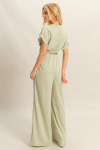 HYFVE Outfit Set Twisted Front Top & Wide Leg Pants Set 6ce89a5d-db40-4cb2-90a6-eb2dbeea77f4-Max Trendsi