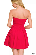 Zenana Combined Knit Tube Top Flare Mini Dress