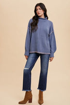 Annie Wear Jeans Distressed Raw Hem Straight Leg Cropped Dark Blue 6d1a638f-0d77-4ec1-a56a-277c789df15a-Min Trendsi