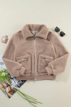 Plush Jacket Zip Up Long Sleeve Coat Outwear 6d2e4009-9d55-4ef9-8fe6-1b3880415b0e-Max Trendsi