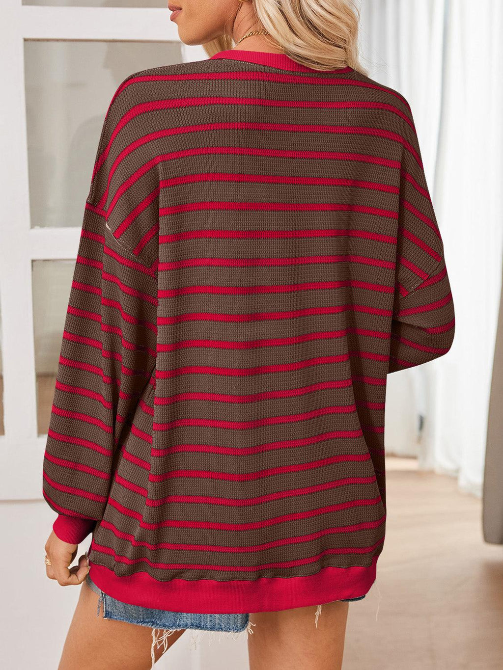 Lovelet Sweatshirt Striped Contrast Long Sleeve Top 6d5652e1-c6c2-4401-b65f-06478d6cb59c-Max Trendsi