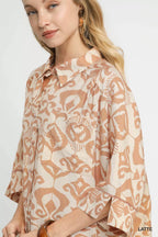 Umgee Womens Shirt Latte Abstract Print Button-Up Oversized Top 6d58e78b-3e85-46b4-abab-fde1f3420d55-Max-Origin Trendsi
