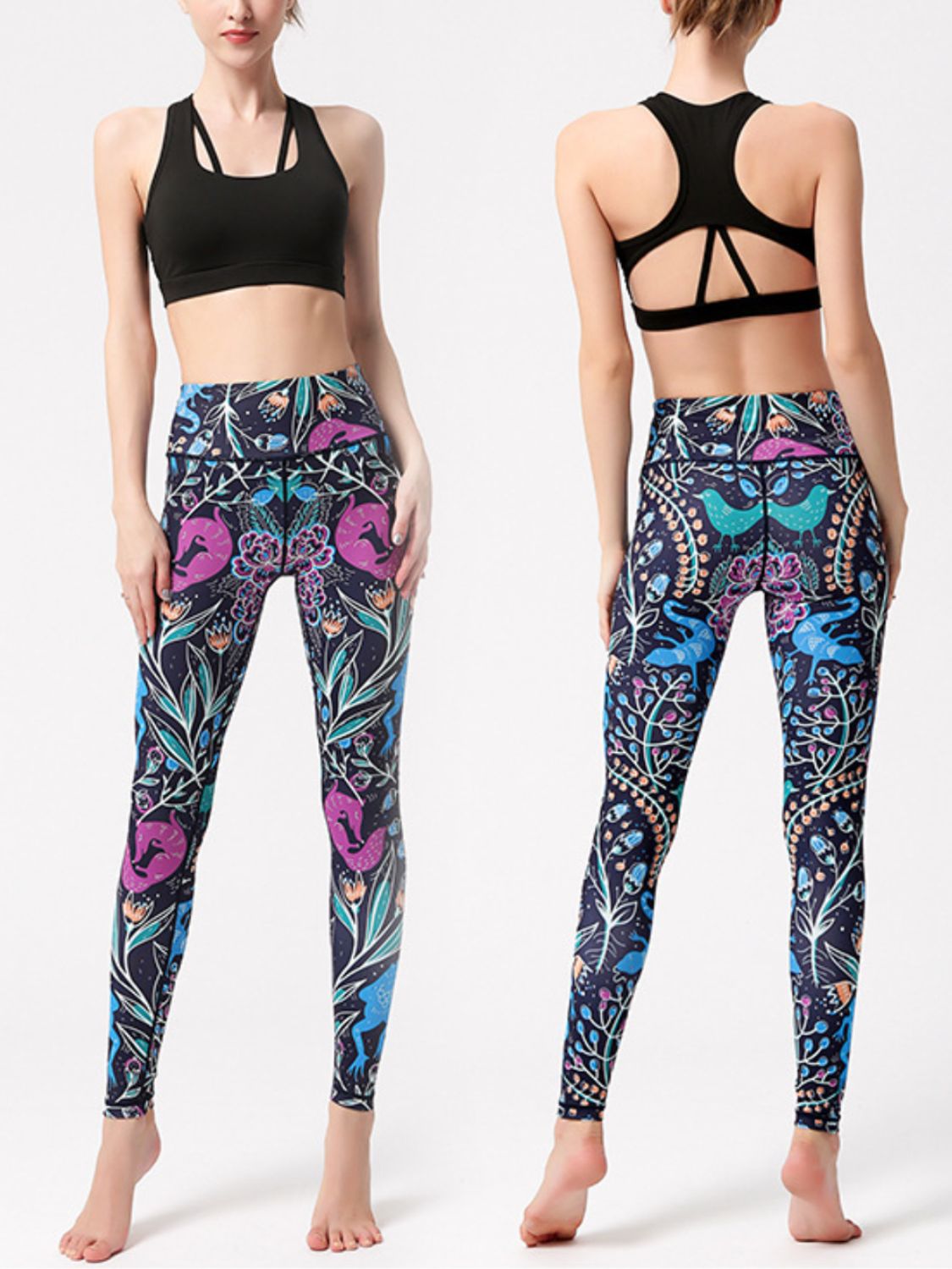 Active Leggings Floral Colorful Printed High Waist Highly stretchy 6d80f69c-d8e4-44e5-8705-f0354550f805-Max Trendsi