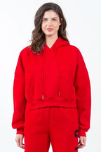American Bazi Red Cropped Hoodie Women's Letter Graphic Long Sleeve Top 6d914a47-e0f0-455c-8469-aee49a11027f-Min Trendsi