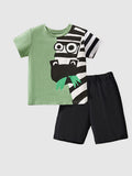 Children's Zebra Print Short Sleeve T-Shirt and Shorts Set