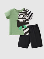 Children's Zebra Print Short Sleeve T-Shirt and Shorts Set