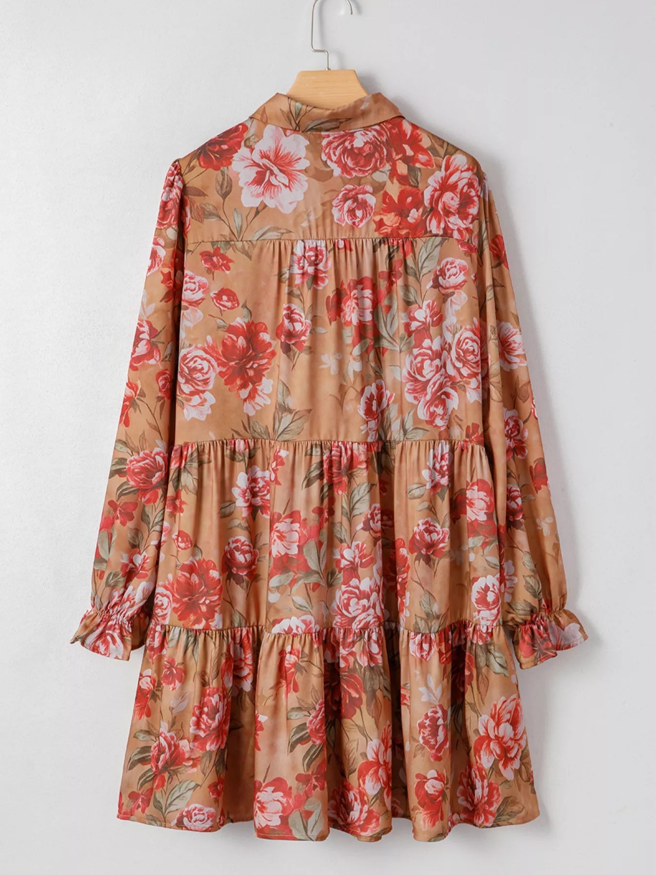 Ruffle Mini Dress Floral Print Half Button Flounce Long Sleeve 6dab31da-e3ae-415c-9ea3-3932fee2514b-Max-Origin Trendsi