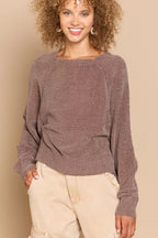 POL Women's Backless Sweater Chocolate Round Neck with Ribbed Edge 6db592d9-95ca-4f72-8c04-de93a16faade-Max-Origin Trendsi