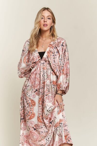 ADORA Midi Dress Printed V-Neck Batwing Long Sleeve 6df5e3ae-ffa8-4ca6-95b6-547dc23ac95d-Min Trendsi