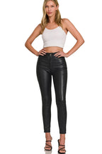 Zenana Skinny Womens Pants Black Faux Leather Stretch Trousers 6df77a4e20804a40a82b1bbeff95eee5-Max-Origin Trendsi