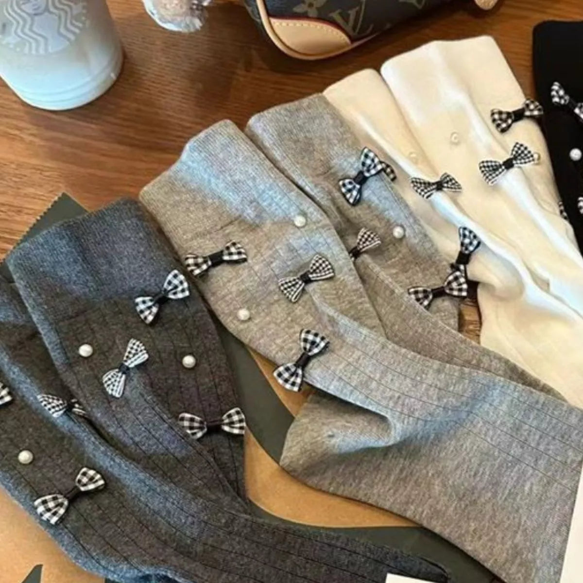 Women's Crew Socks Cotton Bow Pearl Detail Soft 1 Pair 6e1c0117-82d4-47c0-a14e-cc3e2c042cdc-Max-Origin Trendsi