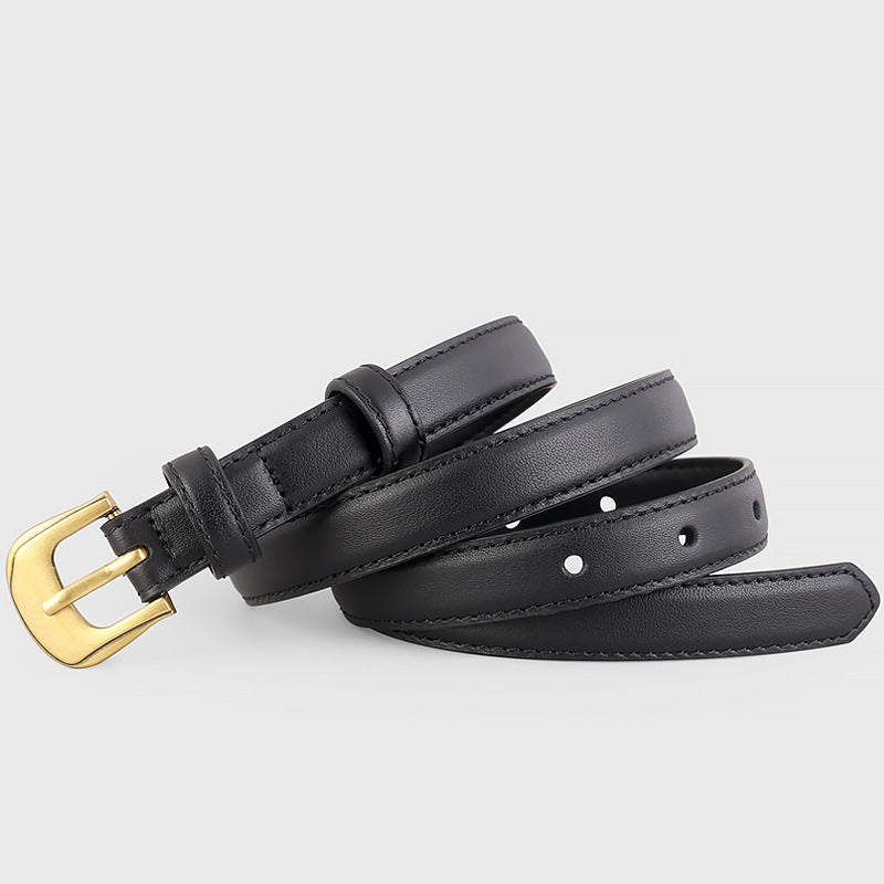 Leather Belt with Gold Buckle