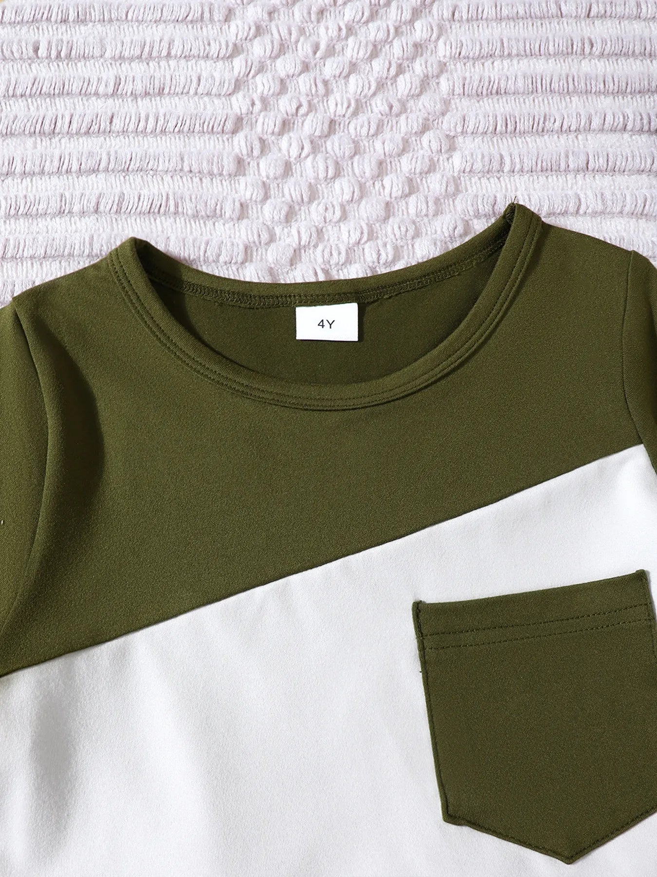 Boy's Baby Set Army Green Color Block Short Sleeve Top and Shorts Set 6e3511a8-6d79-4b7a-a666-c16beb456da0-Max-Origin Trendsi