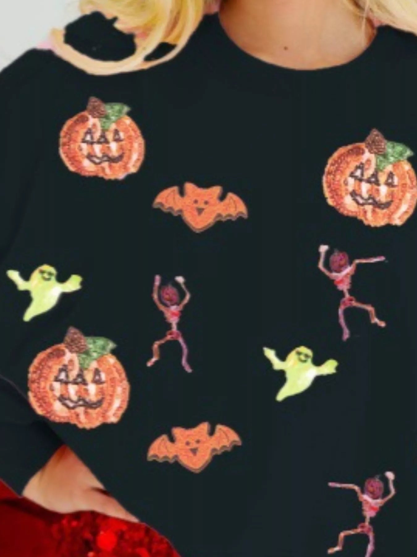 Halloween Women's Sweatshirt Sequin Round Neck Long Sleeve Pullover 6e405f3b-ee72-4a0b-a484-687c6b222b1a-Max-Origin Trendsi