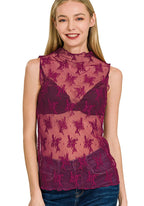Zenana Lace See-through Layering Sleeveless Top