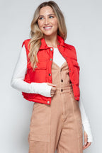 Crop Vest Snobbish Snap Down Quilted Sleeveless Waistcoat 6e9e4beb-80de-43bb-9ed9-2e593f7da103-Max Trendsi