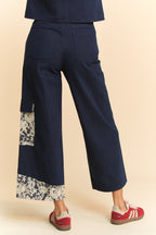 Davi & Dani USA Wide Leg Jeans Lace Applique Dark Blue Women Denim Pants 6ea193e7-1dbb-421c-bce4-972310af6ae9-Max Trendsi