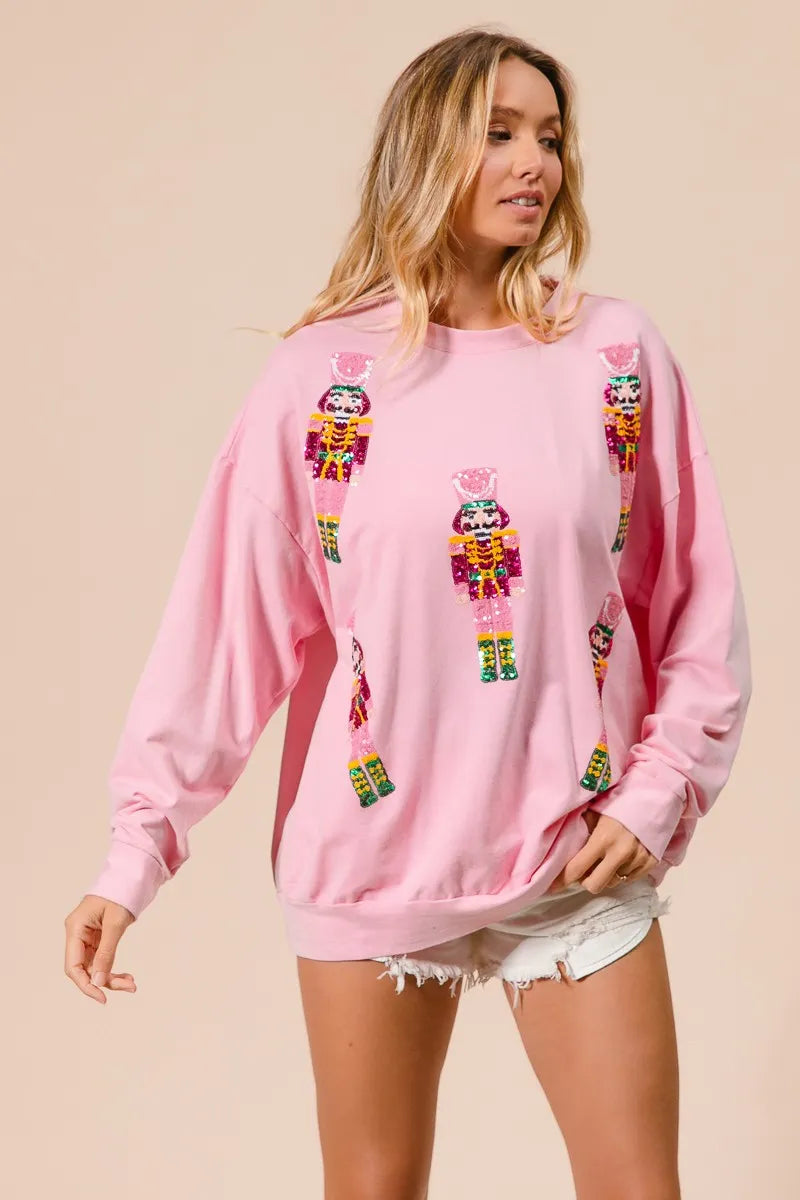 BiBi Sequin Nutcrackers Embroidery Christmas Sweatshirt 6eaf3c854fb64cda91956d2b2bf9f5ae-Max-Origin Trendsi
