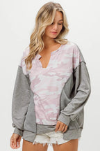 BiBi Blouse Camo Printed French Terry Knit Color Block Oversized Top H GREY 6ec23d98b7a8426190b0407810fa61b8-Max-Origin Trendsi